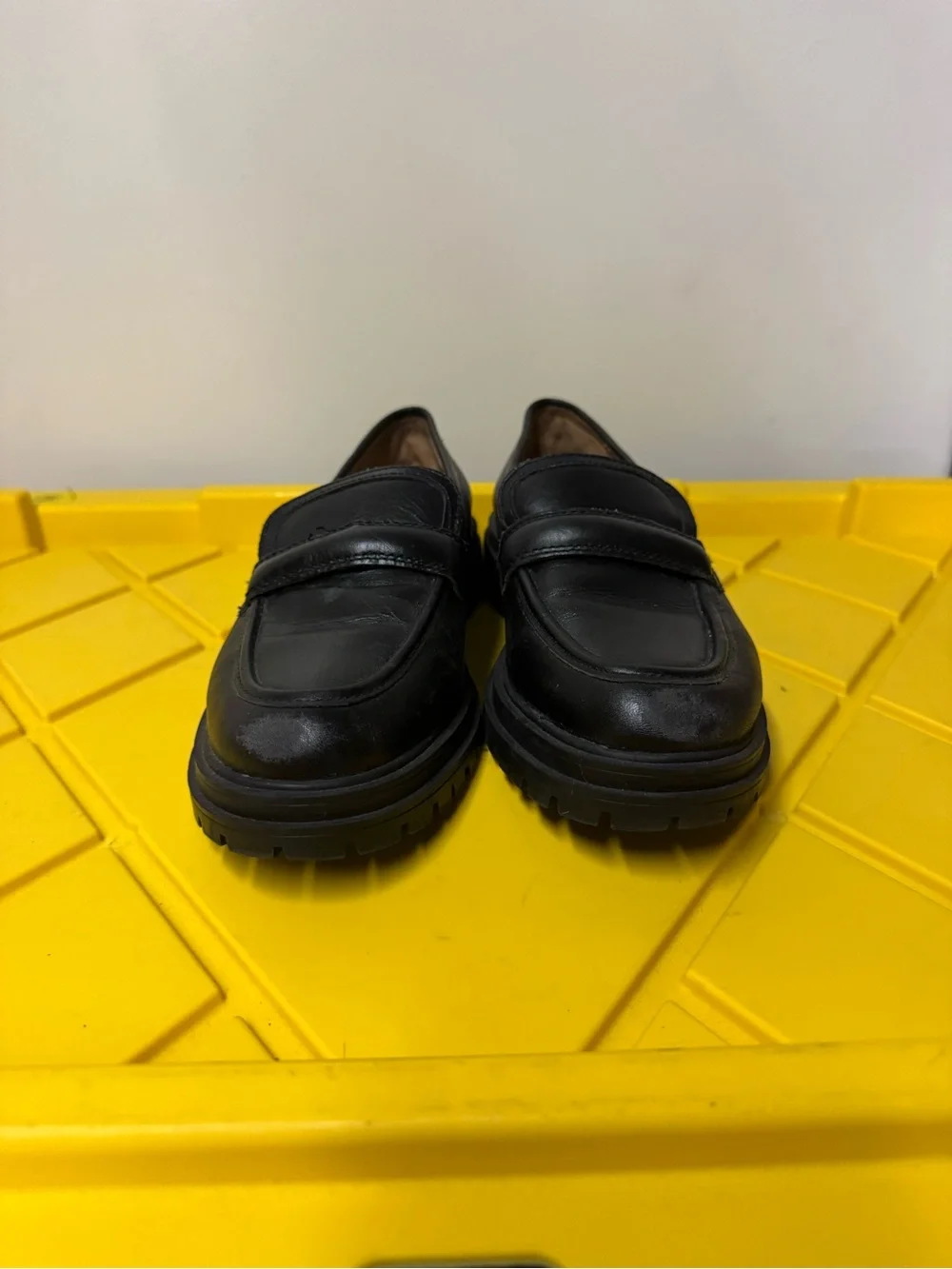 Madewell Women’s 8 Black Leather Penny Loafers Chunky Lug Sole